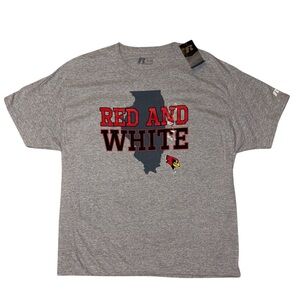 NWT! ILLINOIS STATE ISU REDBIRDS RED WHITE  RUSSELL ATHLETIC T- SHIRT SIZE XL
